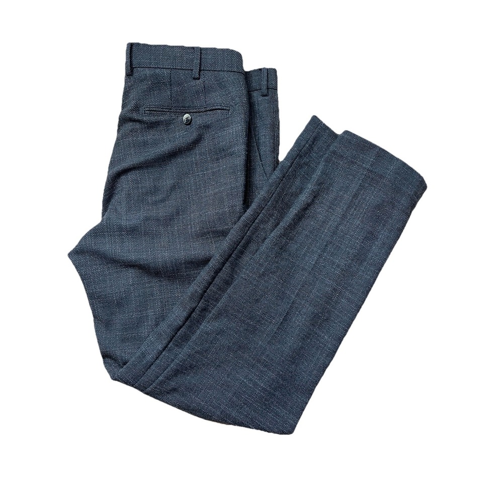 Mens MEYER ROMA Stretch Wool Blend Trousers Grey 36x32 Windowpane 2-2568/08